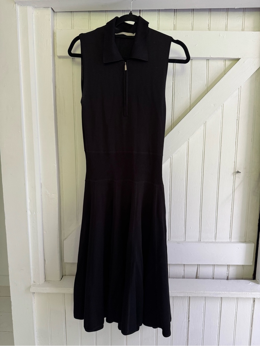 Jason Wu Black Sleeveless Ribbed Knit Fit and Flare Dress